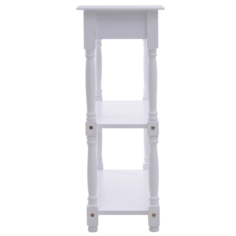 HomCom 40"W Modern Country Pine 3 Tier Wooden Entryway Console Table - Glossy White