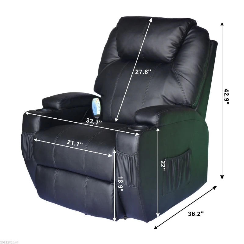 HOMCOM Faux Leather Heated Massage Recliner Chair with Remote - Black