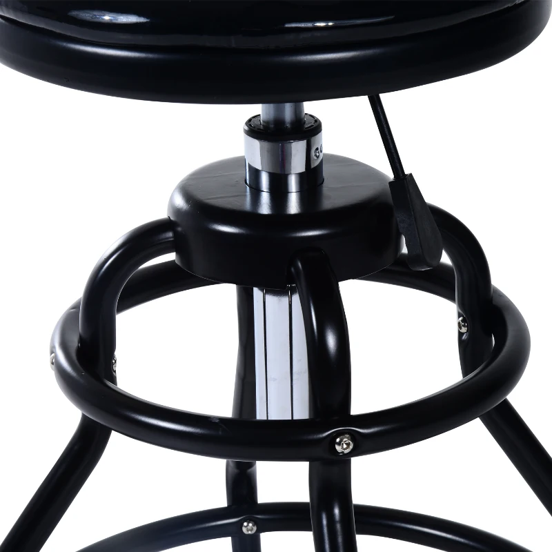 HomCom Adjustable Height Swivel Shop Stool w/ Backrest - Black