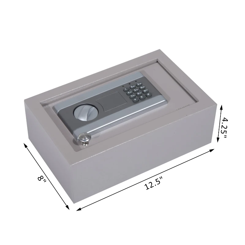 HomCom 12” x 8” x 4” Top Opening Drawer Digital Passcode Safe Home Security Storage With Emergency Keys