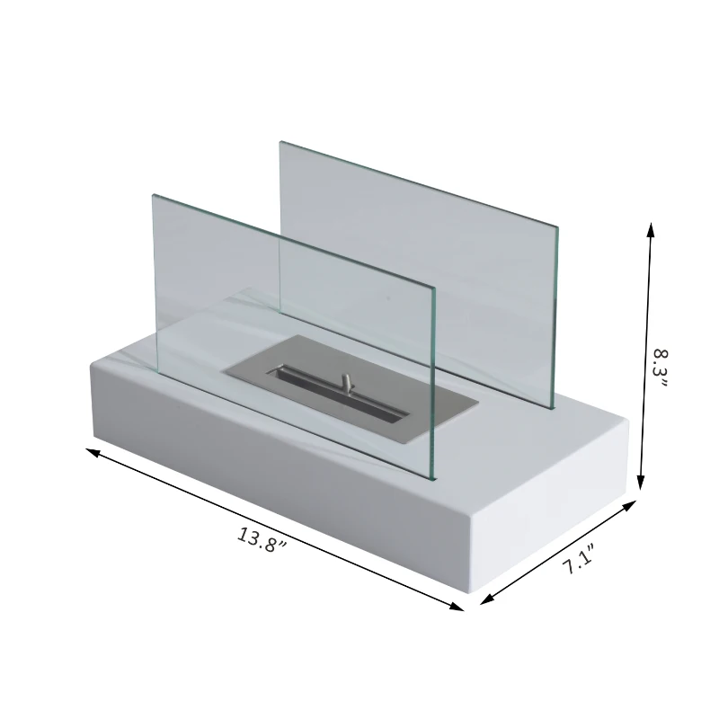 HomCom 14" Modern Free Standing Bio Ethanol Indoor Tabletop Fireplace – White