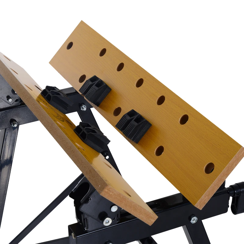 HomCom 25” Adjustable Folding Portable Work Bench and Vise – 385lb Capacity