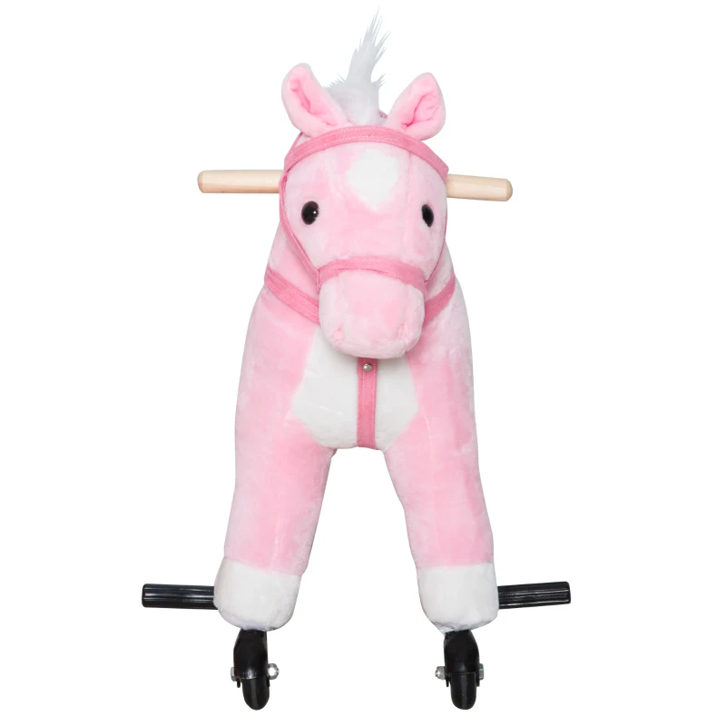 Qaba Kids Plush Toy Ride on Walking Horse - Pink