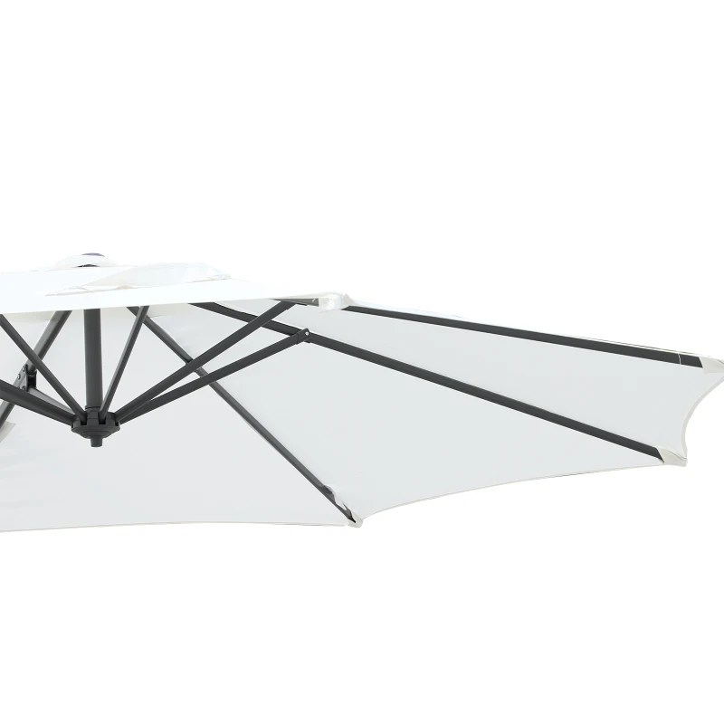 Outsunny 10' Hanging Tilt Offset Cantilever Patio Umbrella with 6-Level Adjustable Angle, Base Stand, UV Fighting Canopy, & 360° Rotation, Cream White