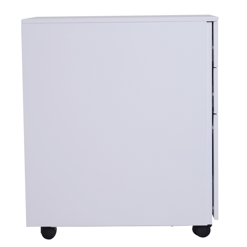 Vinsetto 24" Metal 3 Drawer Locking Under Desk Filing Cabinet On Wheels - White