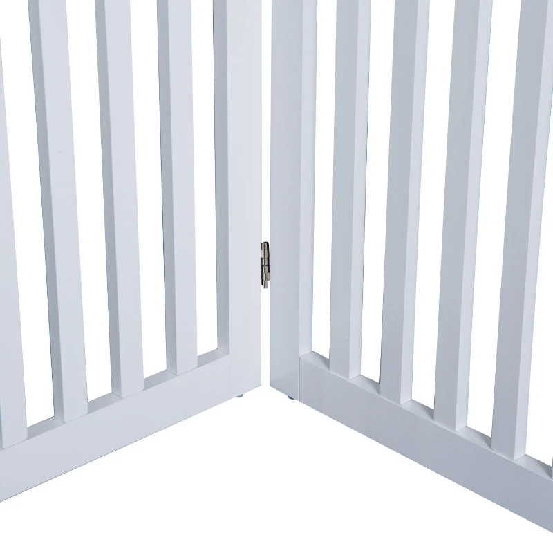 PawHut 36" x 80" Wooden Freestanding 4 Panel Expandable Pet Gate - White