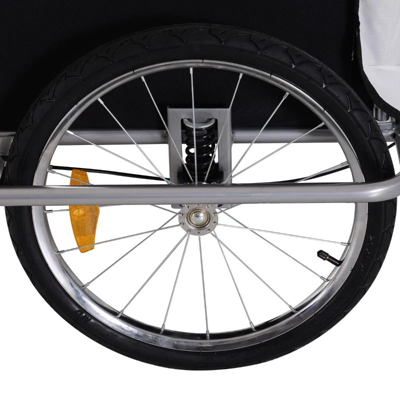 Aosom Elite Double Baby Bike Trailer Stroller Child Bicycle Jogger Swivel Wheel - Black and White