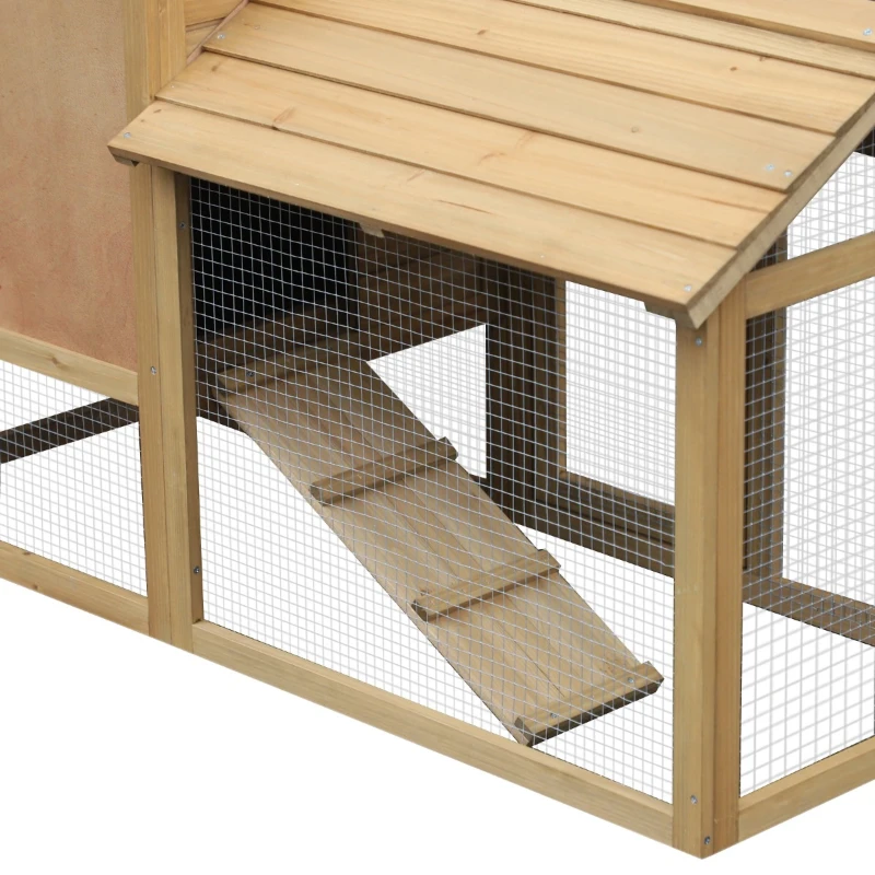 PawHut 59" Wooden Outdoor Hen House Small Animal Livestock Cage Enclosure with Run