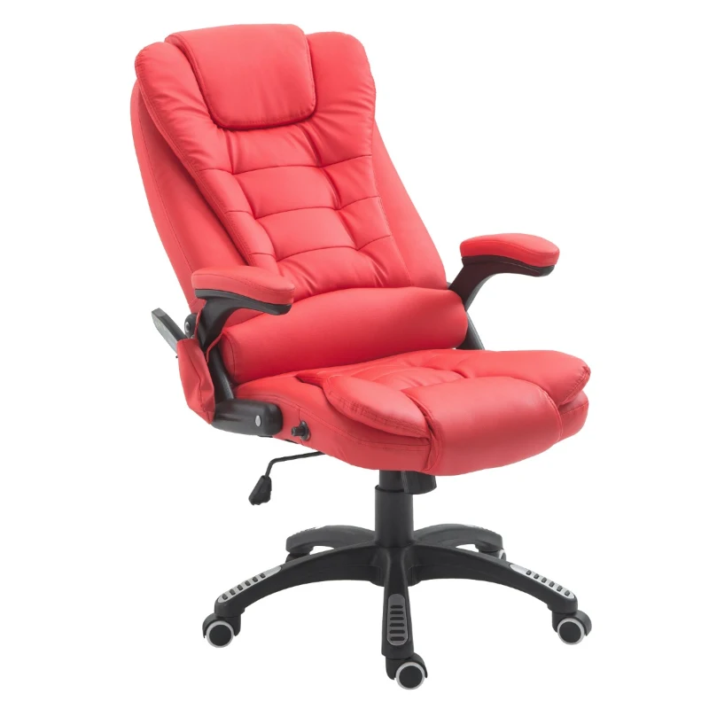 HOMCOM Home Office Computer Desk Massage Chair Executive Ergonomic Heated Vibrating, Red