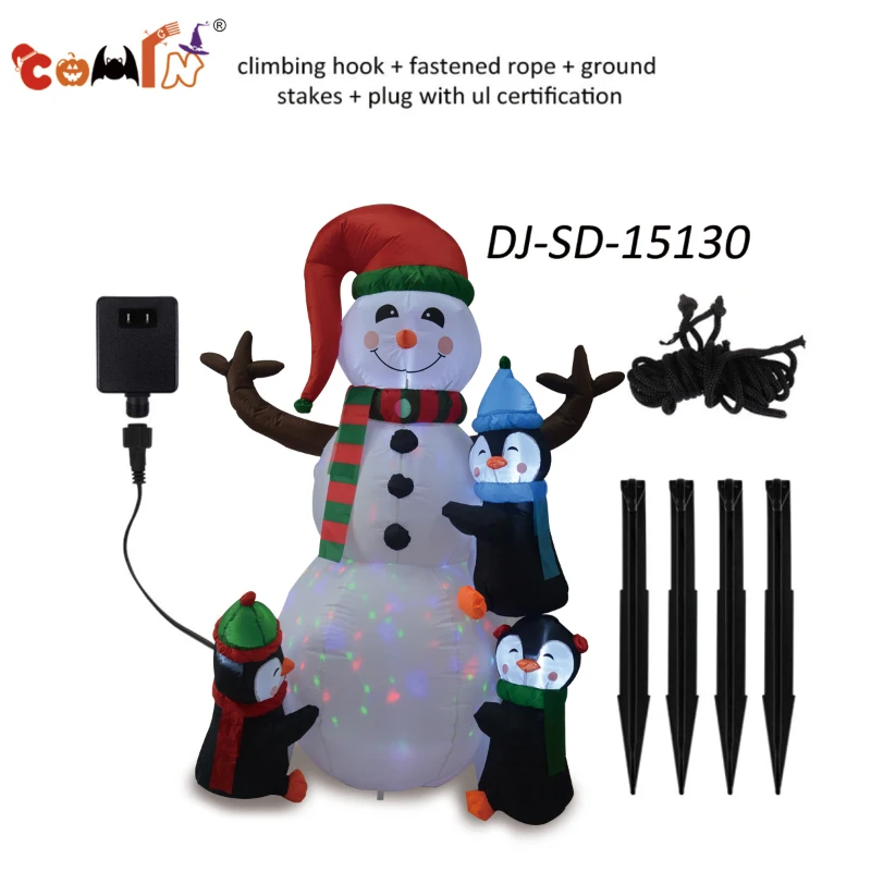 COMIN 6 Foot Tall Inflatable Snowman & Penguins Inflatable Christmas Yard Decoration