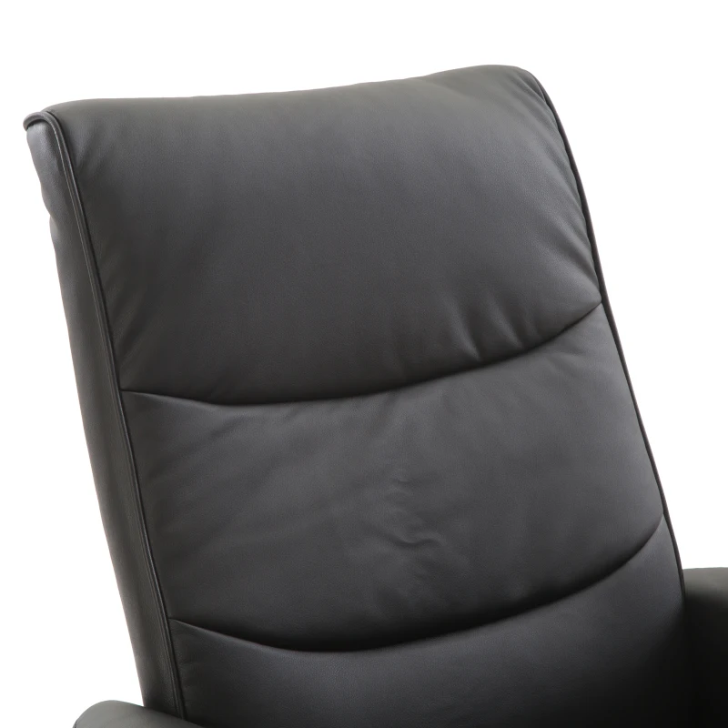 HOMCOM PU Leather Modern Swivel Recliner Chair with Ottoman Set - Black