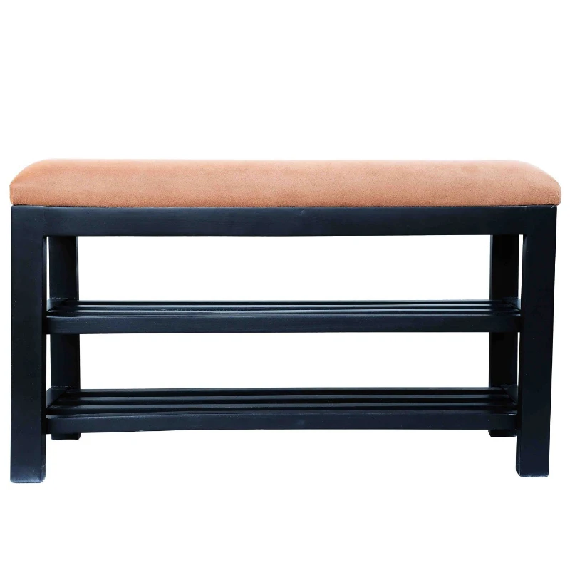 HomCom 31" Compact Wooden Entryway Shoe Organizer Storage Bench - Beige Brown