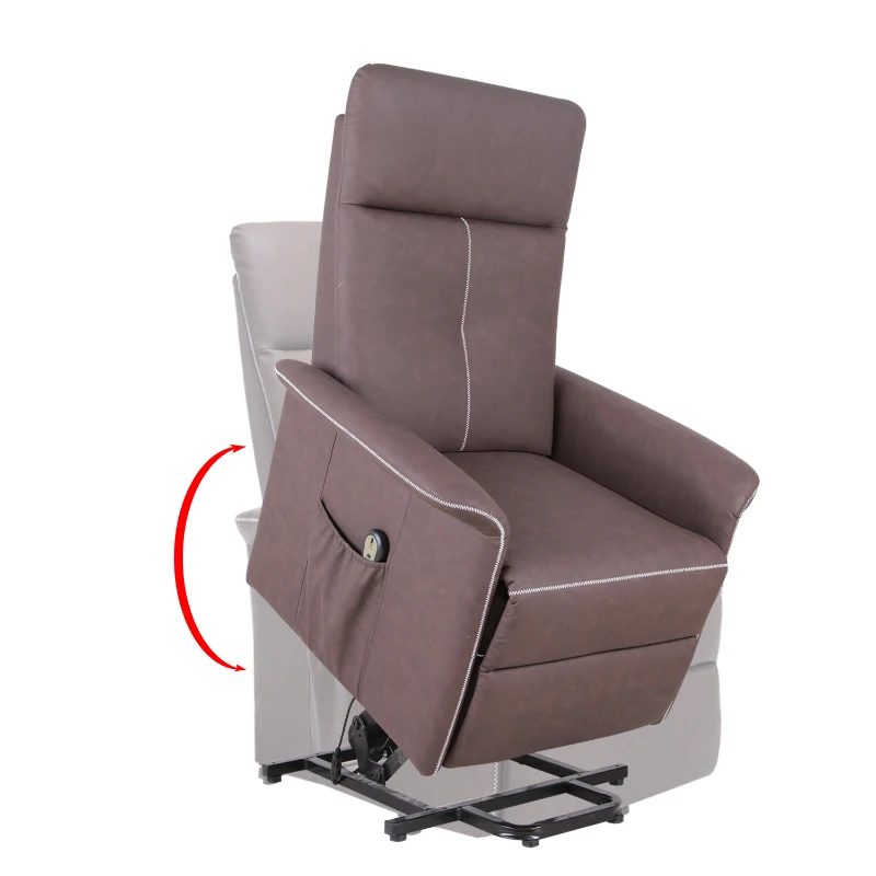 HomCom Faux Leather Three Position Lift Chair Recliner With Remote - Brown