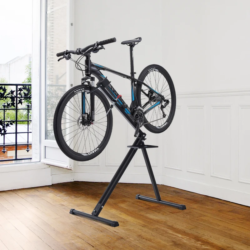 Aosom 47" Portable Folding Bike Repair Work Stand Rack - Black