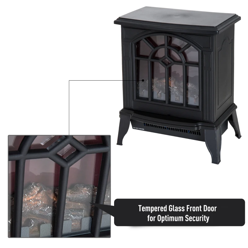 HomCom 16" 1500W Freestanding Indoor Electric Fireplace Heater - Black
