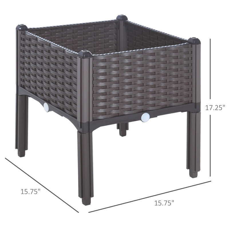 Outsunny Elevated Garden Planter - Durable Plastic Flower Bed for Vegetables, Herbs, and Flowers - Easy Assembly