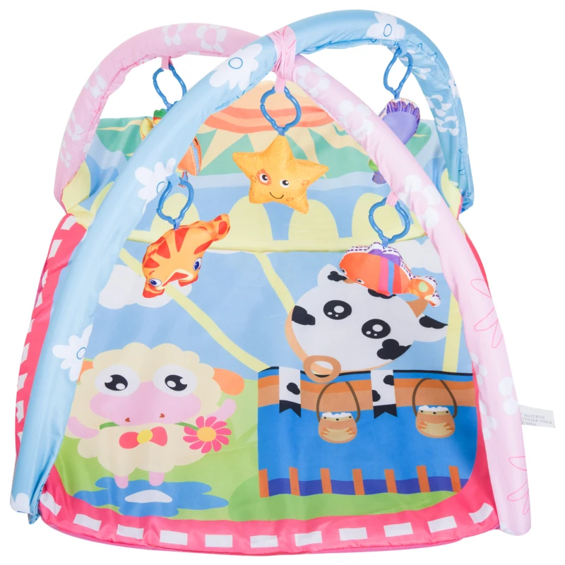 Qaba 36" x 26" Kids Baby Toddler Play Gym Activity Center Creeping Mat - Farm Animals