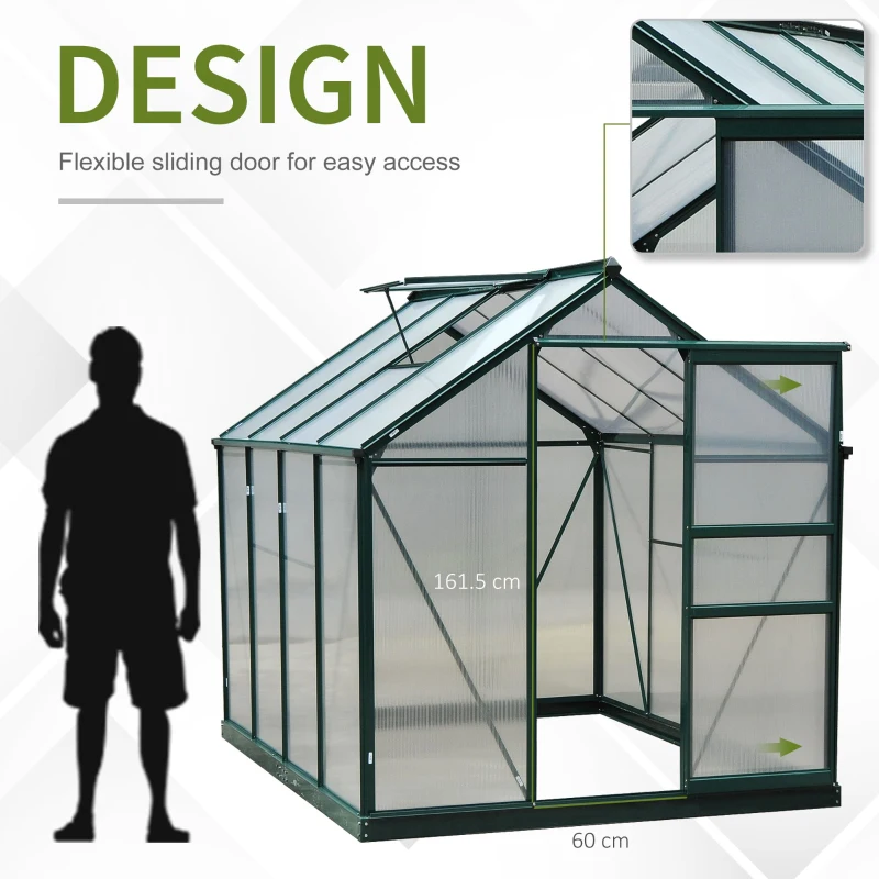 Outsunny 6' x 8' x 7' Polycarbonate Portable Walk-In Garden Greenhouse