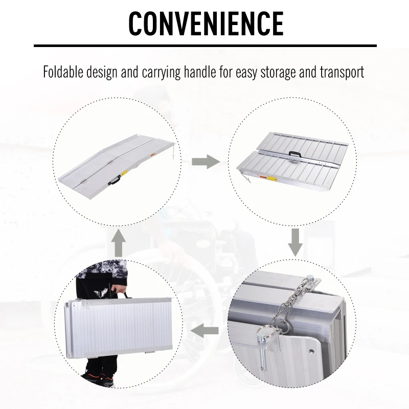 HOMCOM 5FT Aluminum Foldable Wheelchair Ramp Scooter Mobility w/ Carry Handle
