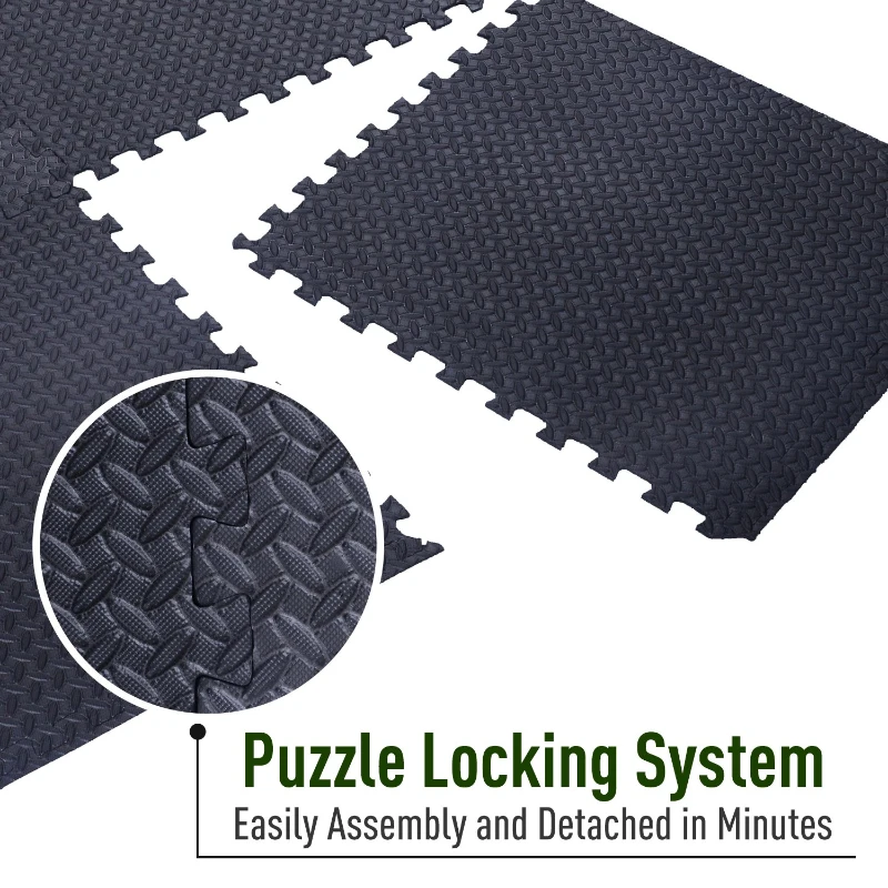 Soozier 72/ 216 Sq Ft EVA Foam Floor Mat Interlocking Booth Exercise Gym Flooring Pad - Black