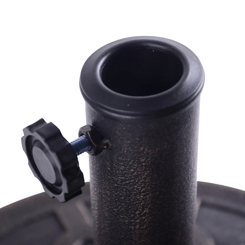 Outsunny 26 lb Round Cast Stone Umbrella Base with Elegant Decoration Pattern, Sturdy Holder for Patio Umbrellas