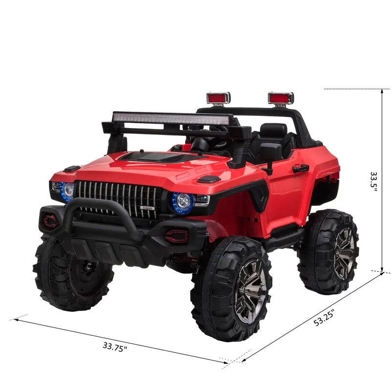 Aosom 12V Ride On Car 2- Seat SUV Truck w/ Remote Control & 3 Speeds & LED Light Bar and Audio Input - Red