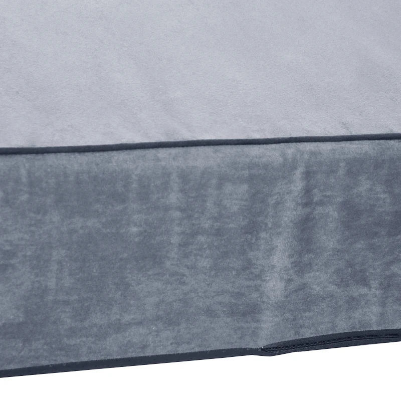 PawHut 48" x 30" Suede Padded Orthopedic Memory Foam Bolster Pet Dog Bed - Grey with Navy Blue Liner