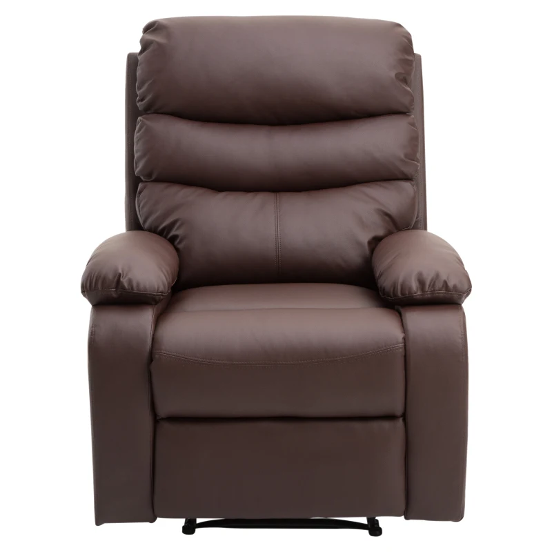 HomCom PU Leather Traditional Manual Recliner Chair - Brown