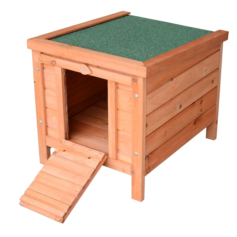 PawHut Wooden Rabbit Hutch, 20'' Compact Pet Habitat Cage for Bunnies and Small Animals, Ideal for Outdoor Use