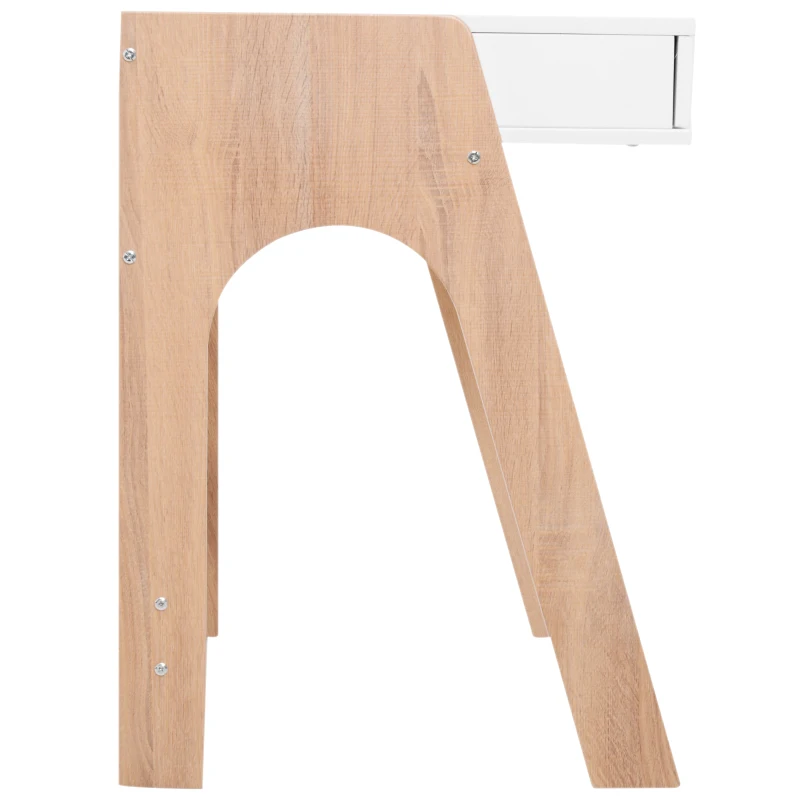 HomCom 33" Wood Modern Flip Top Writing Desk with Storage - White and Oak