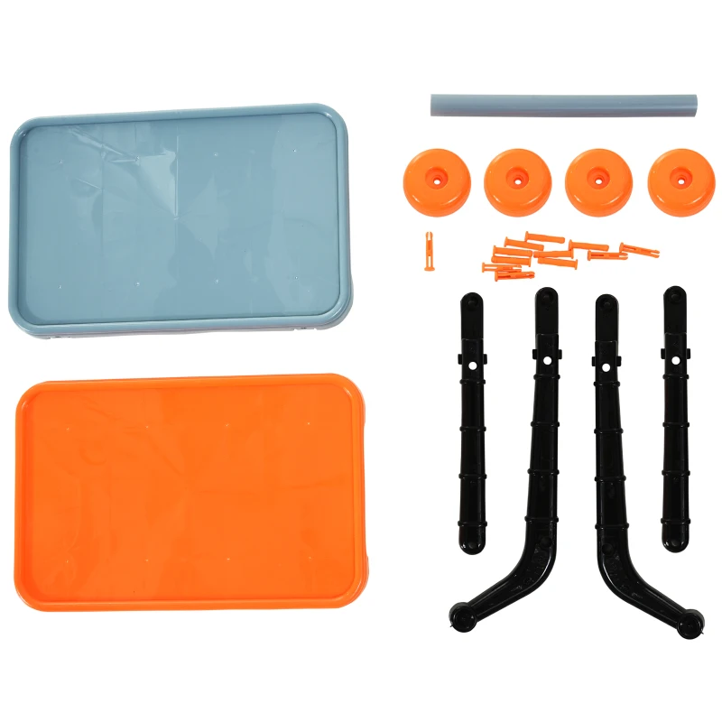 HOMCOM 32pc Kids Tool Set Pretend Play Construction with Rolling Cart Orange/Grey