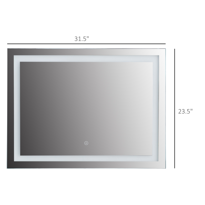 HomCom Touch Activated 2.5" Illuminated Bathroom Vertical Wall Mirror Outline LED Light - Silver