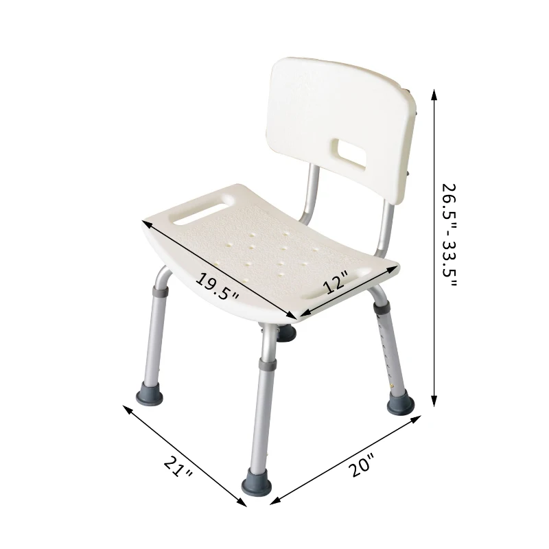 HomCom Adjustable Medical Shower Bench - White