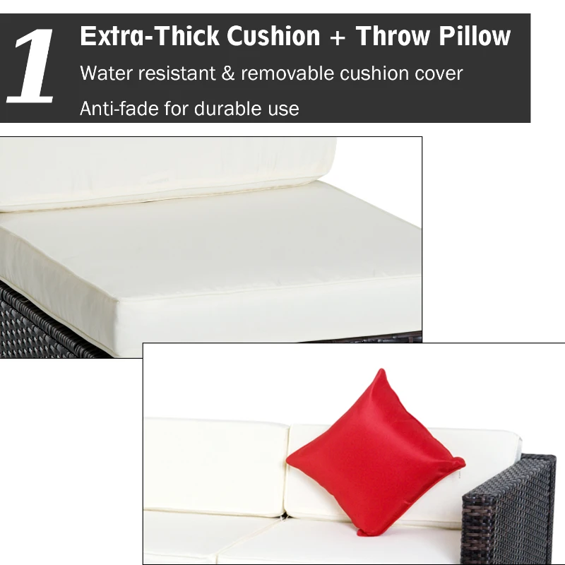 Outsunny 6 Piece Outdoor Patio Garden Conversation PE Rattan Wicker Sofa Sectional Furniture Set