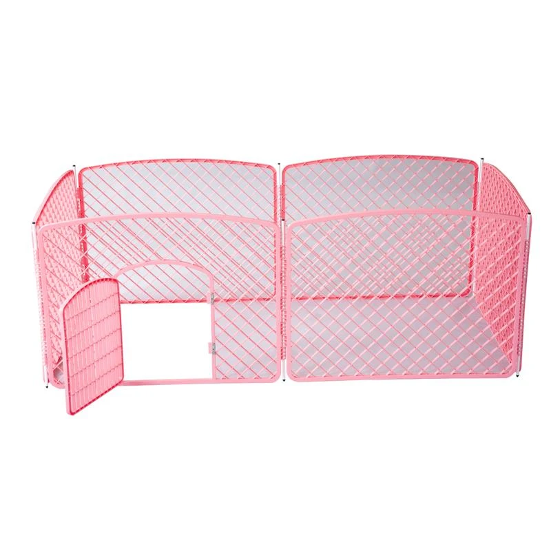 Pawhut Portable Plastic Adjustable Pet Play Pen - 6 Panel Pink