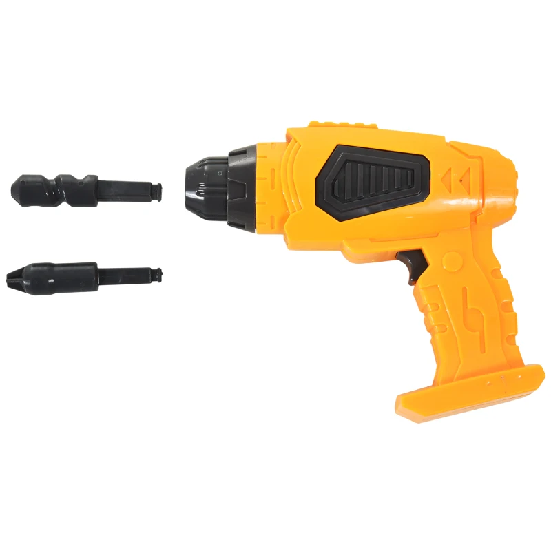 HOMCOM 32pc Kids Tool Set Pretend Play Construction with Rolling Cart Orange/Grey