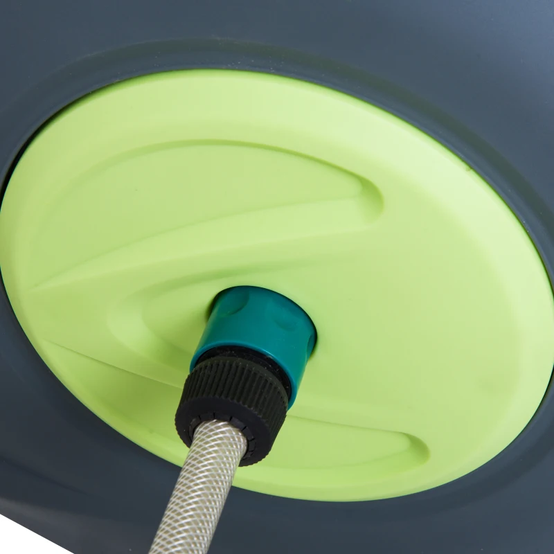 Outsunny 100’ Plastic Portable Outdoor Wall Mount Retractable Water Hose Reel