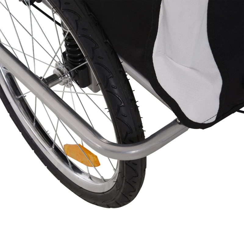 Aosom Elite Double Baby Bike Trailer Stroller Child Bicycle Jogger Swivel Wheel - Black and White