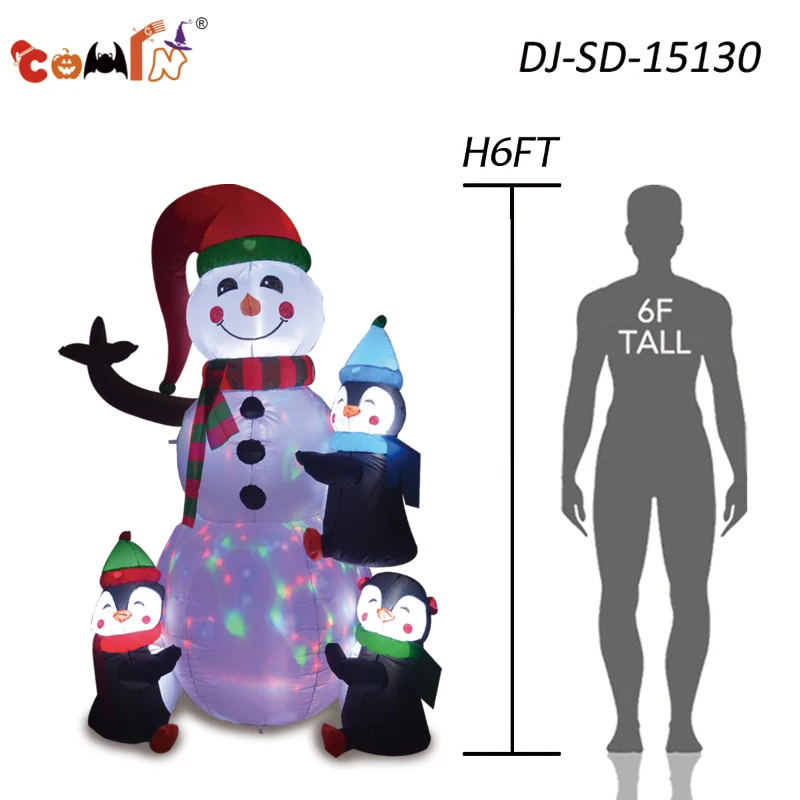 COMIN 6 Foot Tall Inflatable Snowman & Penguins Inflatable Christmas Yard Decoration