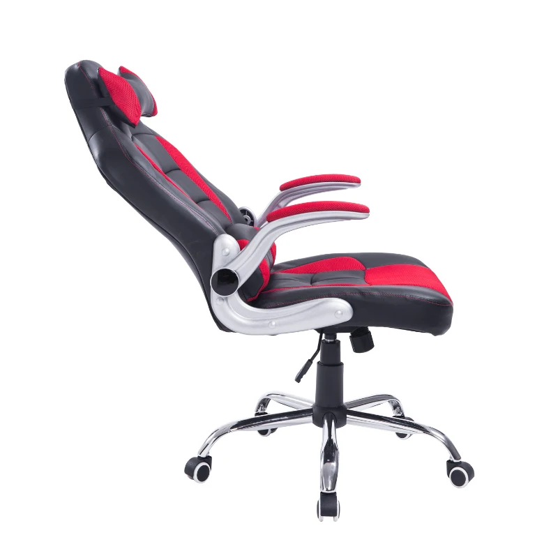 HomCom High Back Racing Style Ergonomic Gaming Chair With Armrest, Lumbar And Head Support - Red / Black