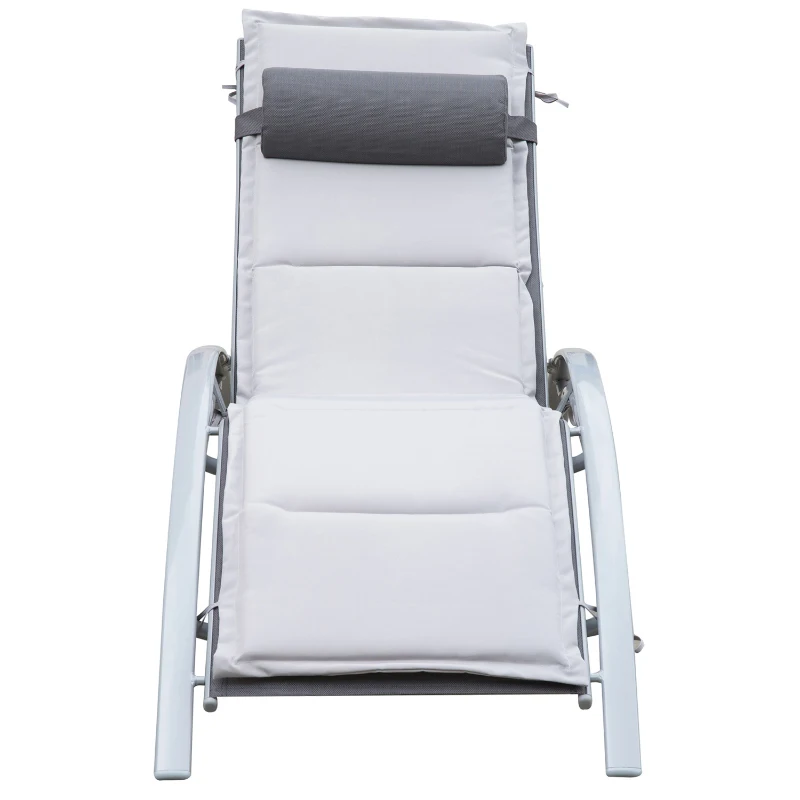 Outsunny Aluminum Outdoor Patio Chaise Lounge Chair with Cushion - Light Grey