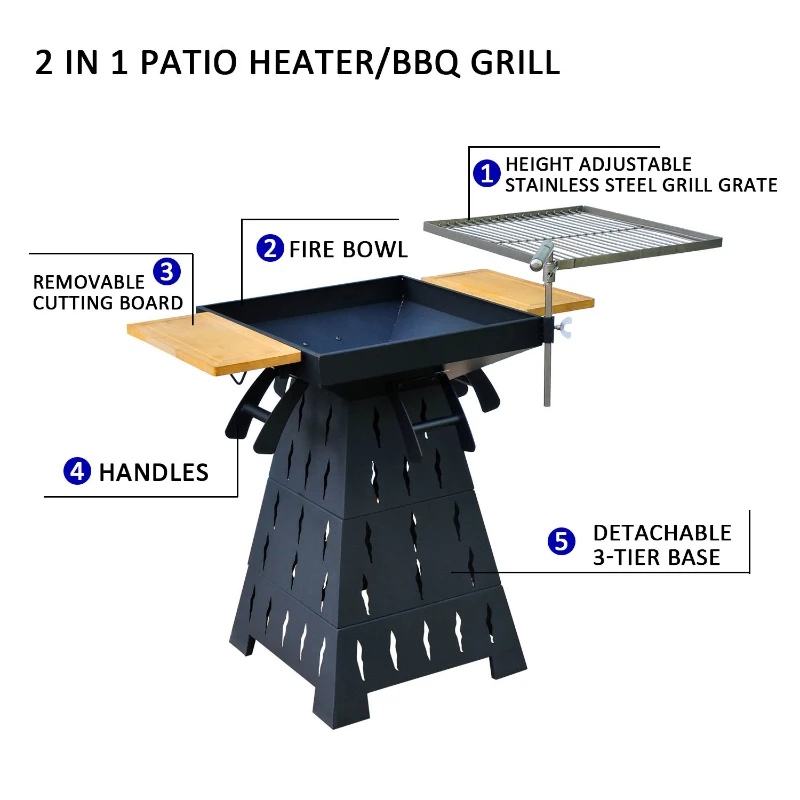 Outsunny Wood Burning/Charcoal Outdoor Fire Pit BBQ Grill Combo