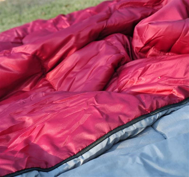 Outsunny 86" x 59" Camping Two-Person Double Wide Sleeping Bag With Pillows - Red / Gray
