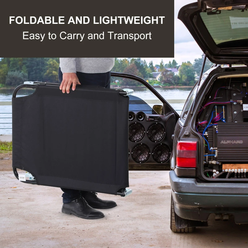 Outsunny Folding Reclining Lawn Chaise Lounge, Adjustable Backrest, Portable Outdoor Chair, Black