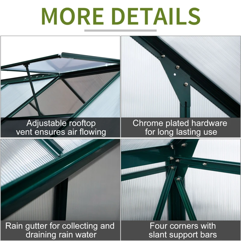 Outsunny 6' x 8' x 7' Polycarbonate Portable Walk-In Garden Greenhouse