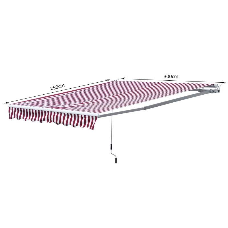 Outsunny 10'x8' Retractable Awning, Sun Shade for Patio & Window, Durable Polyester Fabric, Manual Operation, Red