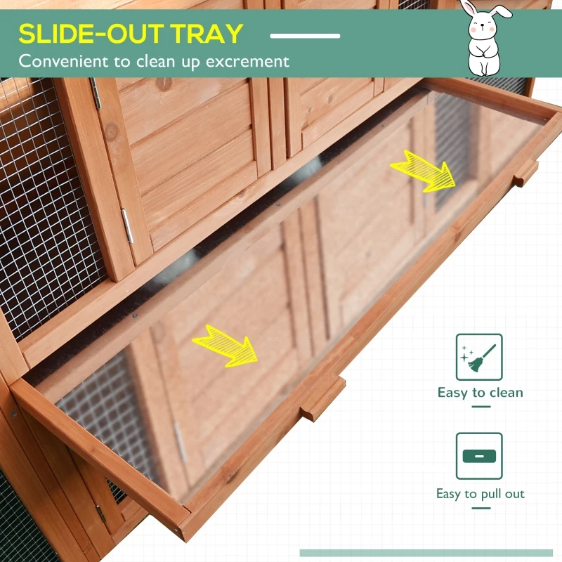 PawHut Rabbit Hutch Wooden House Small Animal Cage Deluxe Backyard Run Ramp