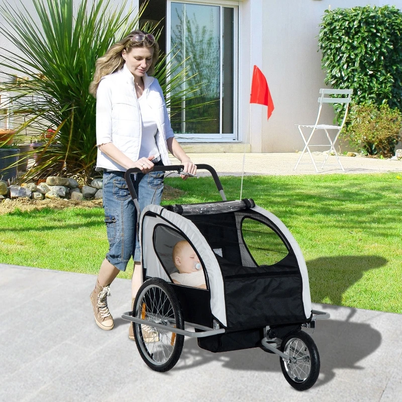 Aosom Elite 2-in-1 Double Child Bike Trailer/ Jogger