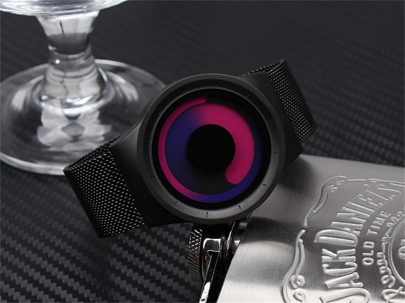 Senors Fashion Rotation Men Watches Vacuum Plating Quartz Sport Watch Men Sports Wristwatch Relogio Masculino--black strap and red dial plate