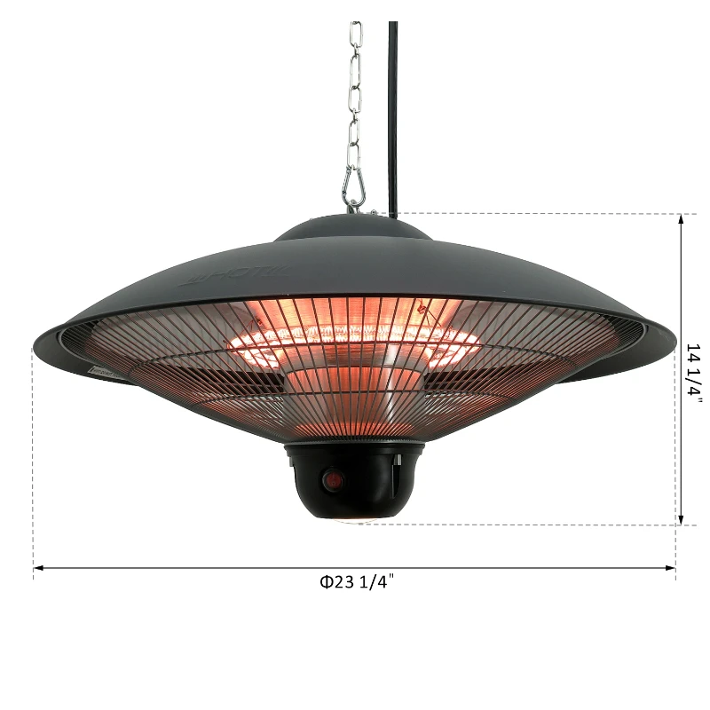 Outsunny 1500W Ceiling Mounted Round Outdoor Electric Patio Heater with LED Light and Remote Control